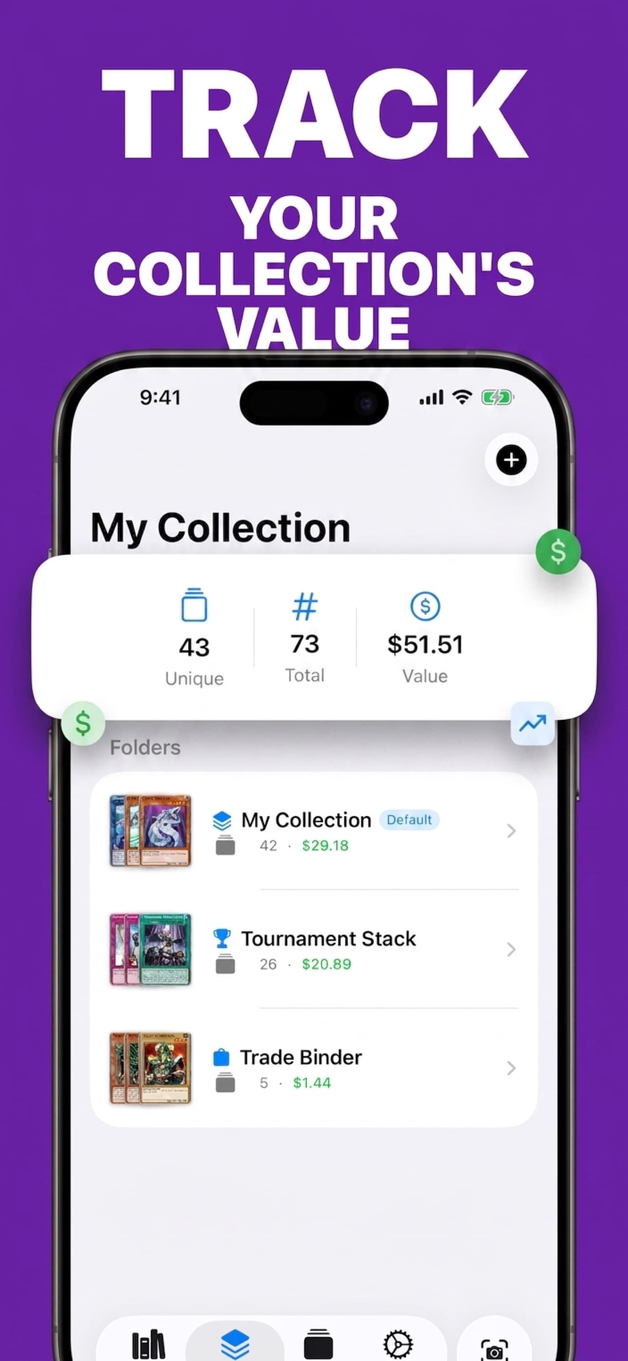 DuelSnap collection screen showing total value