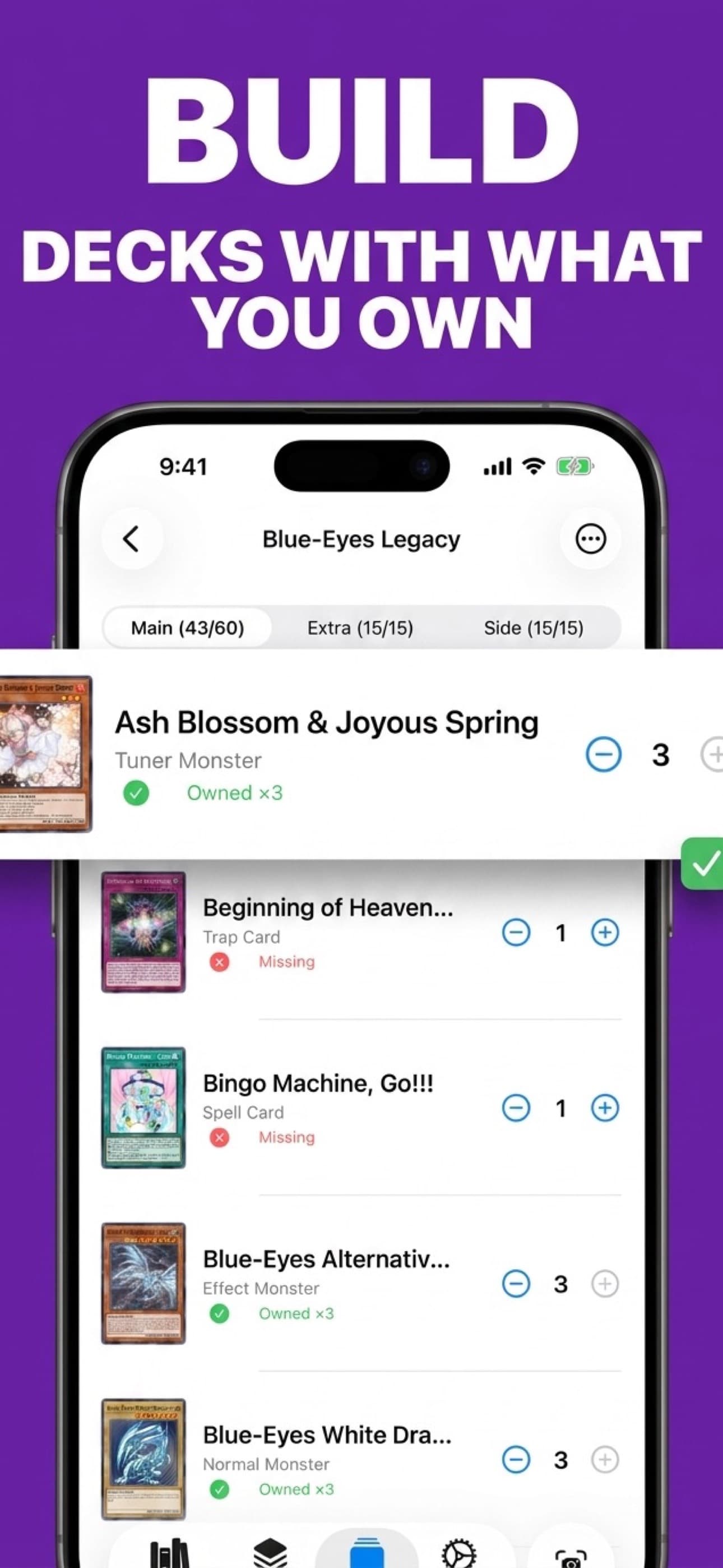 Deck builder with ownership overlays