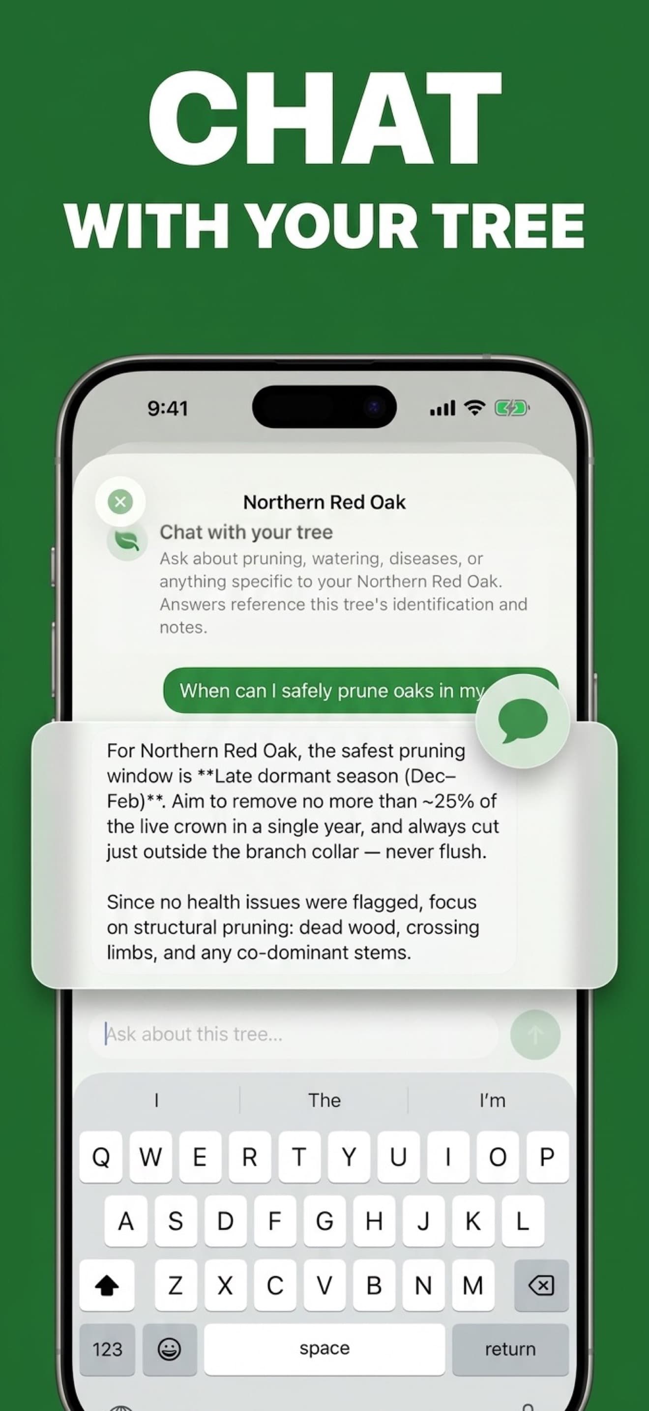 Chat with an AI arborist about your tree