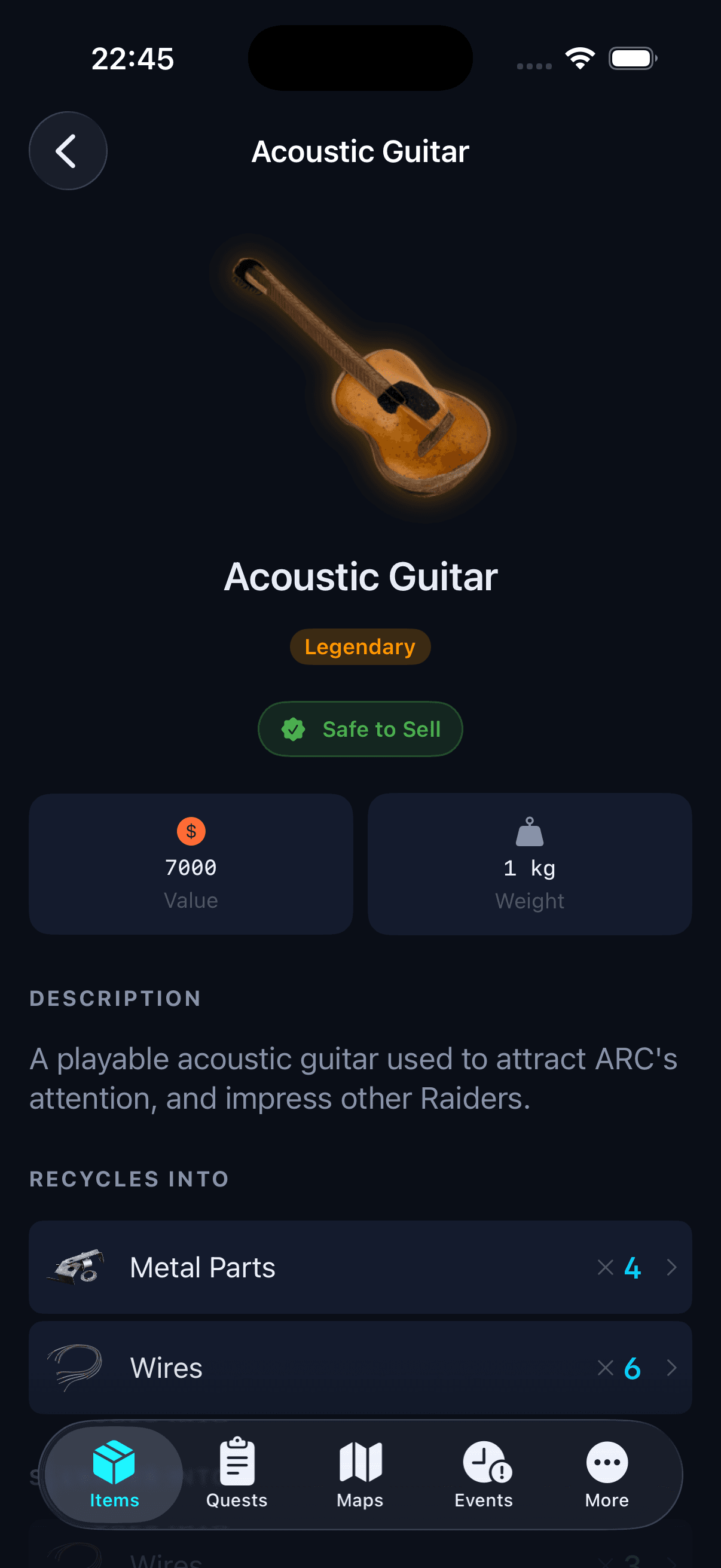 Arc Raiders Item Database with search and rarity filters